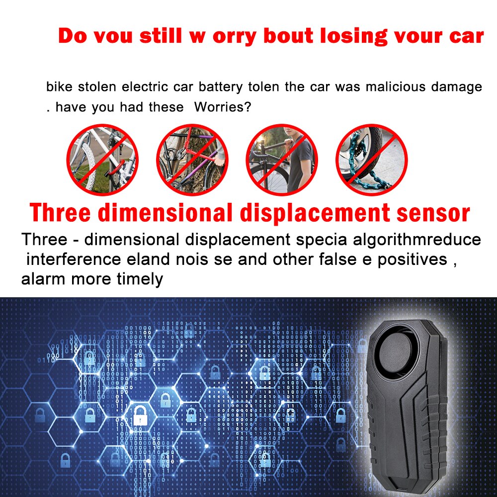 Warning Alarm Sensor Anti Lost Remind Vibration Vehicle Security Electric Car Remote Control Waterproof for Bike Motor