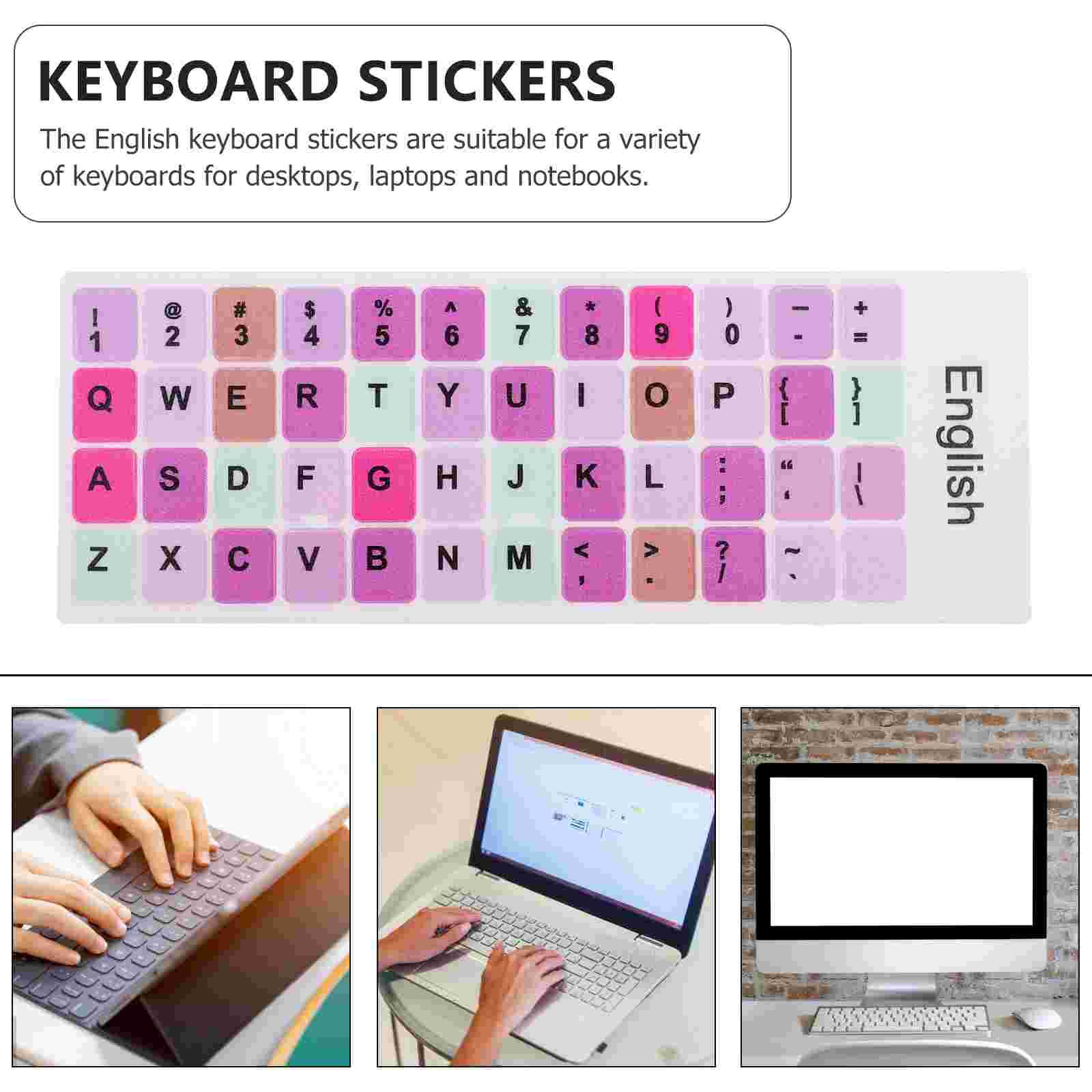 2 Sheets Keyboard Decorative Sticker Universal English Keyboard Sticker Decal