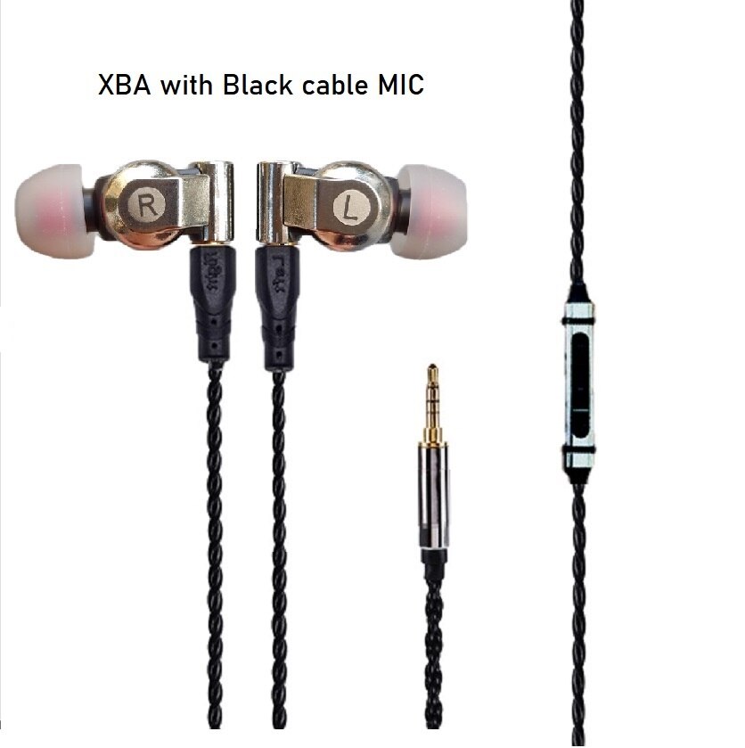 SENFER XBA 6IN1 Hybrid Graphene dynamic Knowles Balanced Armature earphones In Ear DJ HIFI Monitor IEM With MMCX K3003 K2 SE846: BLACK MIC