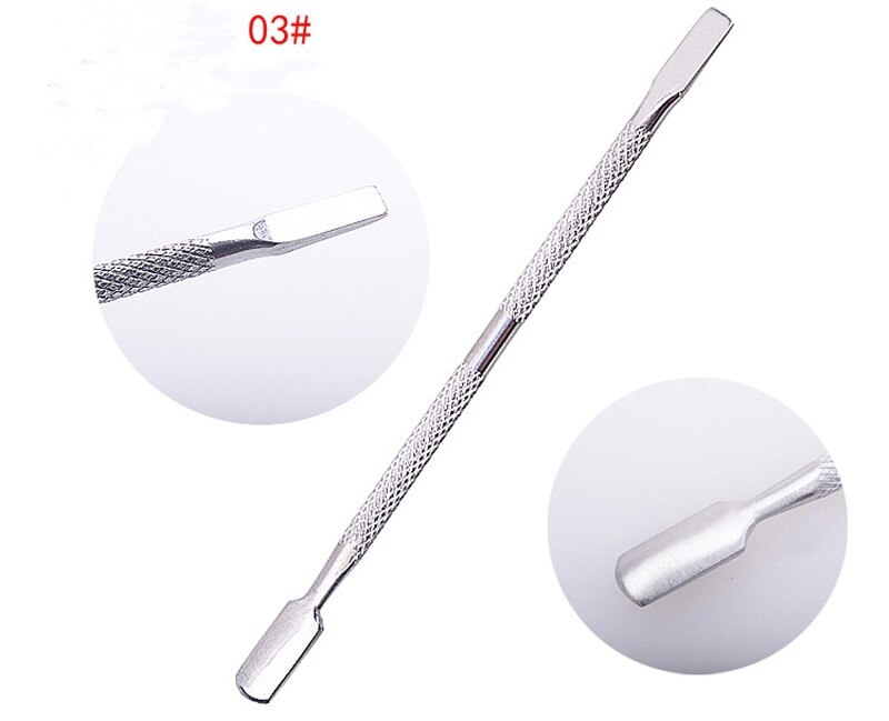 Empujador de cutículas de acero inoxidable de doble punta, 1 Uds., removedor de piel muerta para manicura y pedicura, herramienta de cuidado para manicura