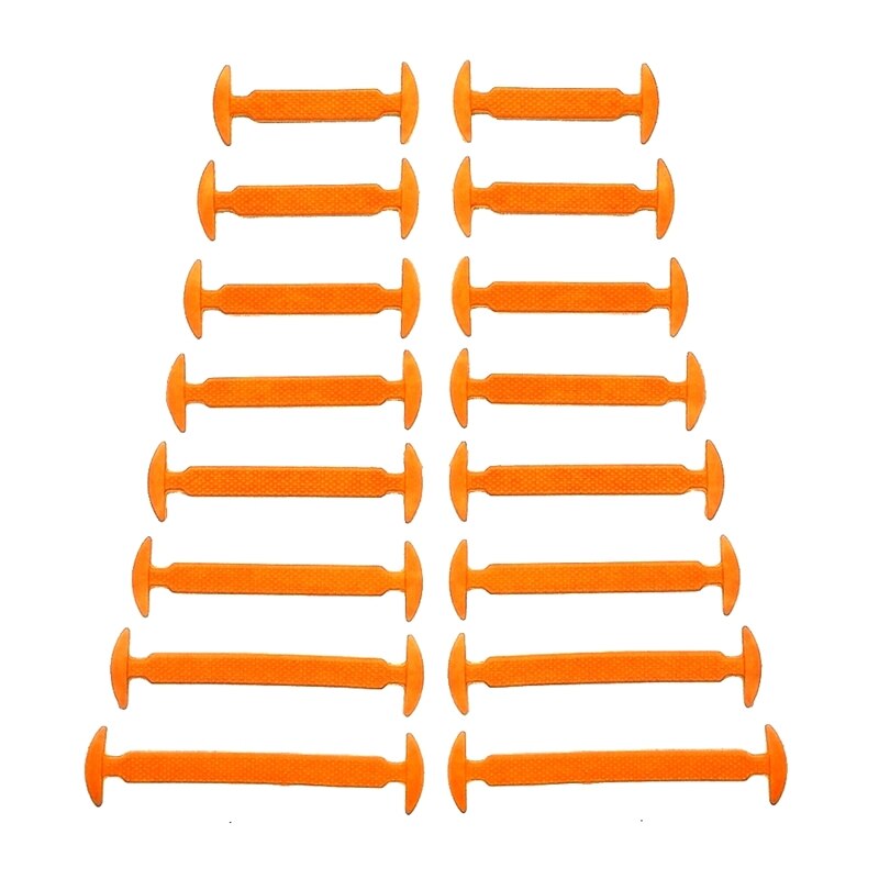 16 Stks/partij Schoenen Accessoires Geen Tie Schoenveters Unisex Elastische Siliconen Schoenveters Rubber Schoenveter: Orange