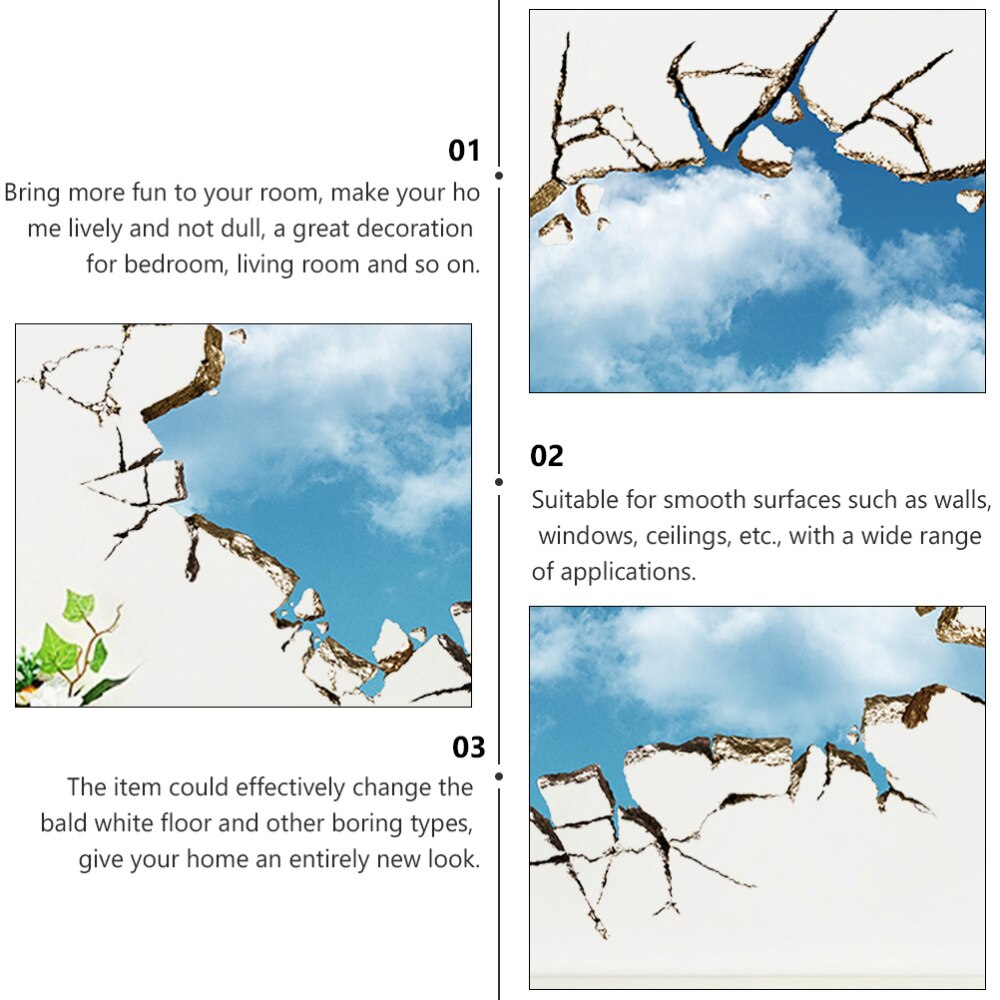 1Pc 3D Wall Decal Living Room Ceiling Wall Sticker Murals Art Decal