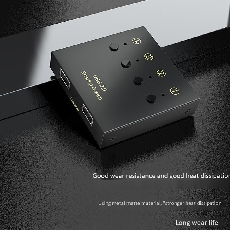 USB Printer Sharing Device 4 Computers Sharing 2 Printers 4 in 2 Out Switch Support Printer U Disk, Keyboard, Mouse