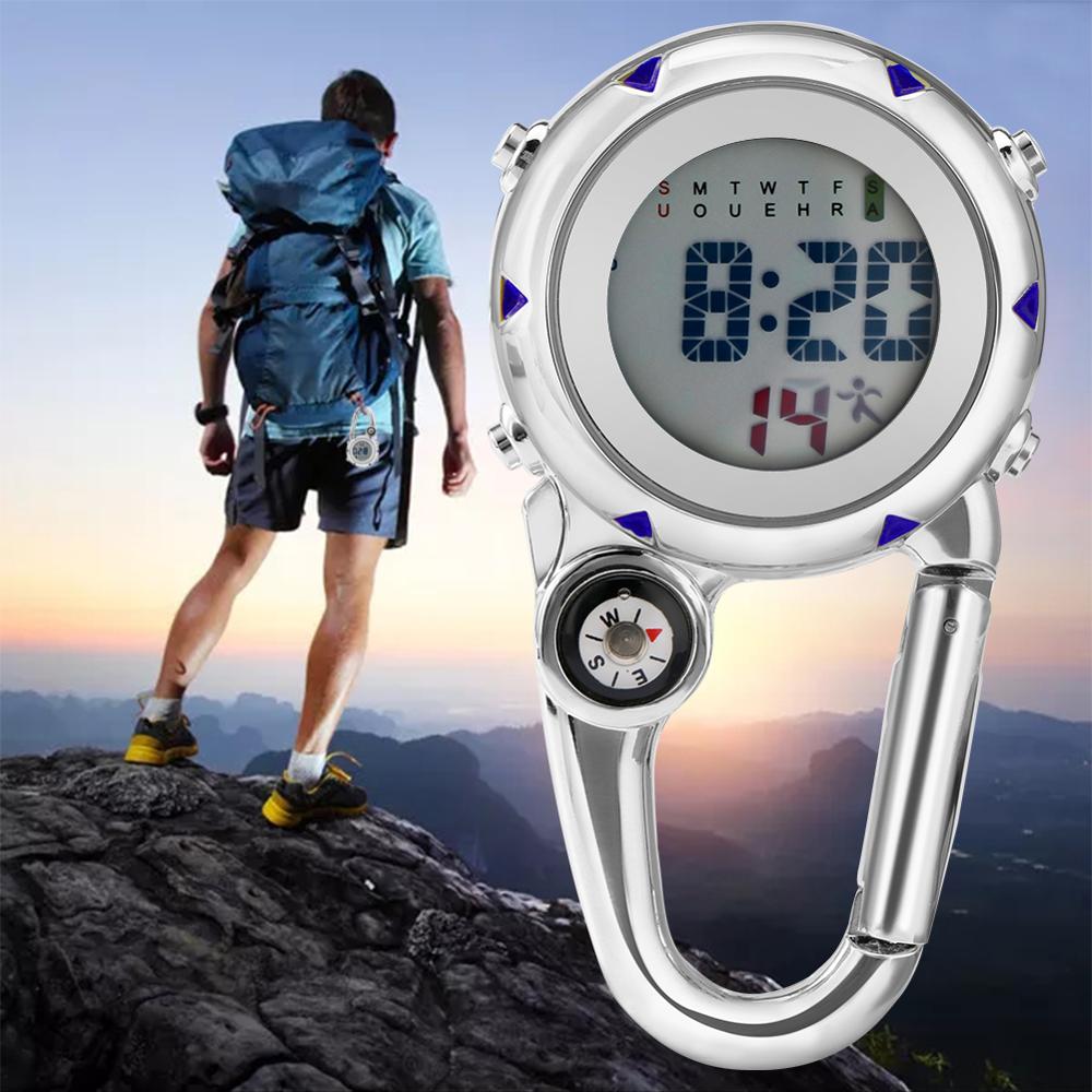 Multifunction Hook Up Carabiner Watch Sports Digital Watches Portable Mini Clip On Watch Clip Watch for Men Women