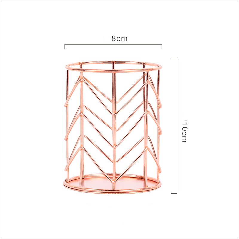 Soporte nórdico para bolígrafos, contenedor para lápices, bote de Metal para brochas, organizador de herramientas de maquillaje, almacenamiento, accesorios de papelería para oficina: Rose Gold