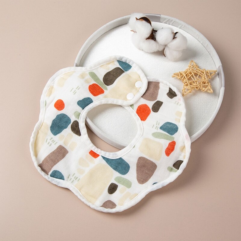 Zachte Minky Cartoon Gedrukt Baby Bib Nertsen Gestippelde Katoen Gaas Bloemblaadje Speeksel Handdoek