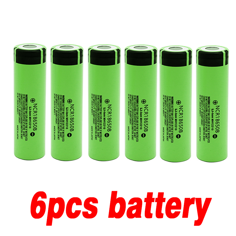 Original 18650 Rechargeable Batteries NCR18650B 3.7v 3400mah 18650 Lithium Replacement Battery for Flashlight batteries charger: 6pcs battery