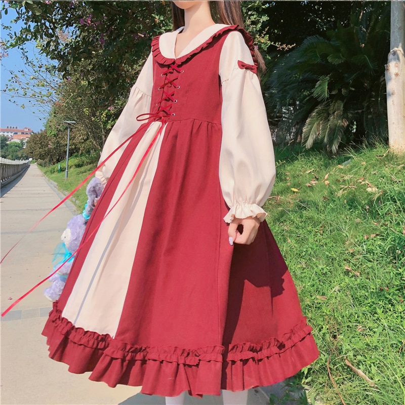 Japanse Lolita Gothic Stijl Patchwork Vrouwen Trendy Kleding Voor Junior Tieners Meisjes Tiener Zoete Jurk Retro Vintage Klassieke