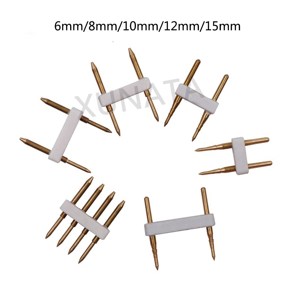 5 kpl 2 pin 4 pin 6mm/8mm/12mm/15mm liitin suosittele lisävarusteita kuparinastat 110v 220v yksiväriseen rgb led-nauhaan