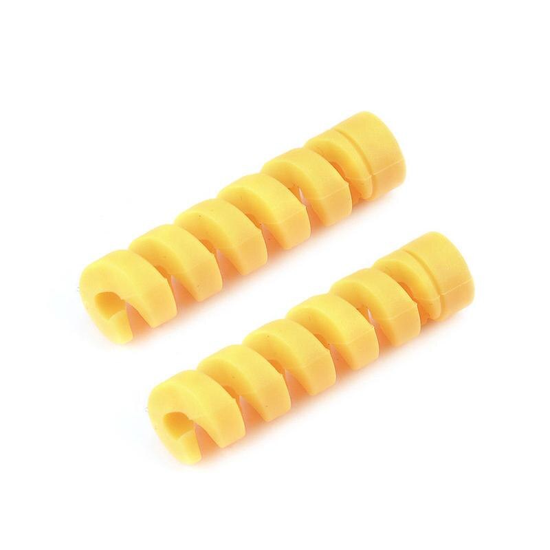 2 stuks universele kabelbeschermers voor telefoon, usb-oplaadkabelbescherming, anti-breuk beschermhoes, oortelefoonsnoeropwinder, kabelorganizer: Geel