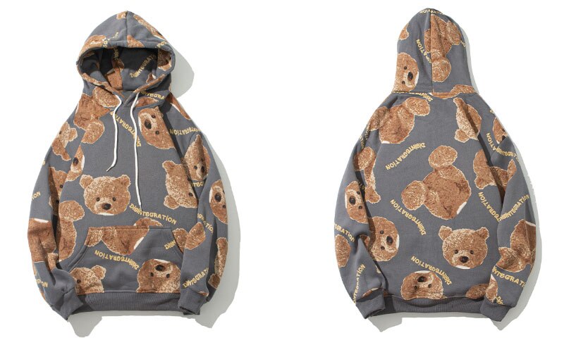 Gonthwid Hooded Sweatshirts Hip Hop Beer Print Fleece Hoodies Streetwear Heren Harajuku Casual Punk Rock Gothic Tops Uitloper Jas: Gray / L
