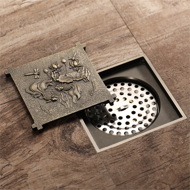 4 'Antiek Messing Afvoerputje Badkamer 10 Cm Douche Drain Badkamer Afval Rooster Drain