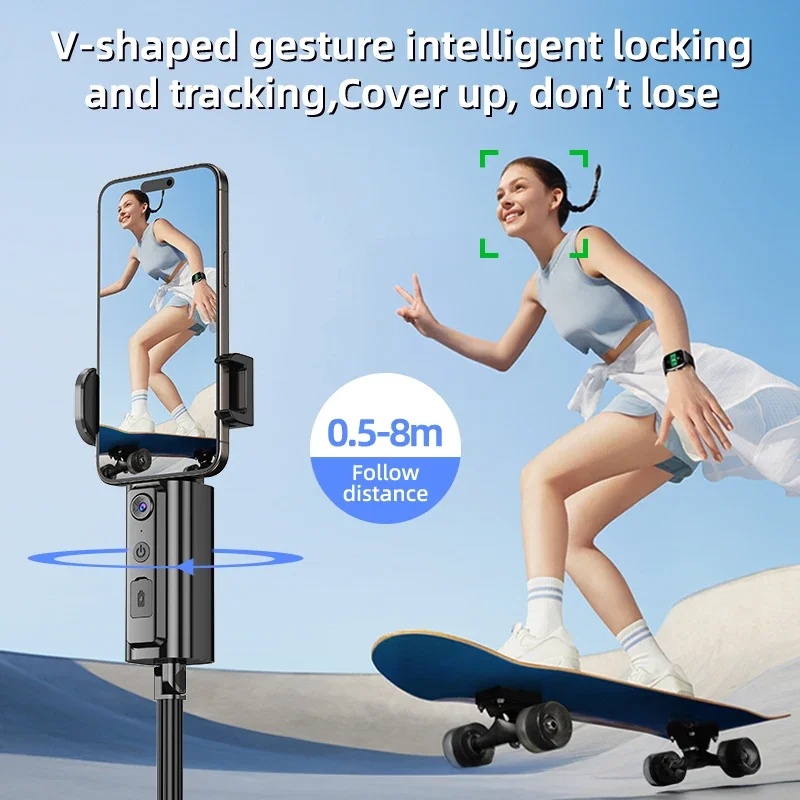 2025 Smartphone AI Follow up Gezicht Tracking 360 Roterend Statief Reizen draagbare selfie Vlog schieten Anti Shake Statief