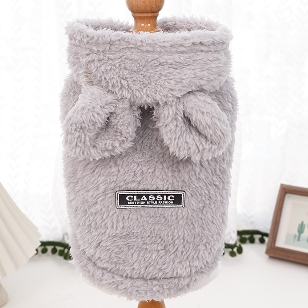 Oreille de lapin confortable coton polaire à capuche vêtements pour animaux de compagnie automne et hiver vêtements chat sweat à capuche chien vêtements fournitures: XL / green
