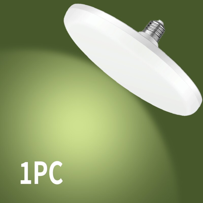 Bombilla LED de ahorro de energía para el hogar, Base E27 de CA 220v, iluminación interior de 15W, platillo volador, lámpara de techo de 6500k, luz de garaje: BLANCO