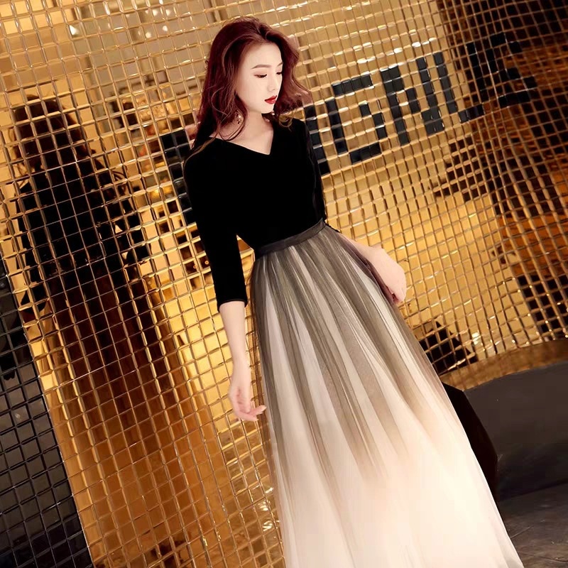 Elegante schwarz Oansatz Kleid Gradient rückenfrei pailletten Kleid geburtstag Party abendkleid Frauen Formale Abendkleid Vestidos