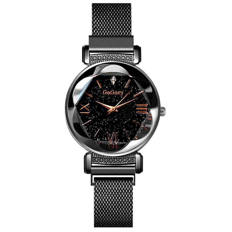 Vrouwen Horloge Gogoey Luxe Persoonlijkheid Romantische Ster Horloges Crystal Magneet Gesp Dames Tijd Klok Relogio Feminino: Black