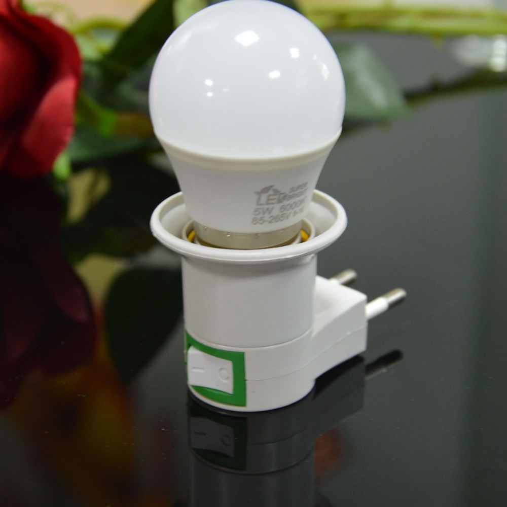 E27 Night Lamp EU Plug Light 220V 5W Led Night Lights with switch socket E27 holder base night light