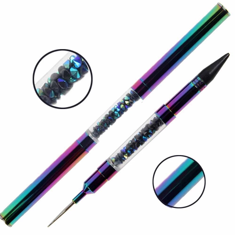 BQAN-Bolígrafo de cera para punteo de Metal acrílico, dos cabezales, para recoger diamantes de imitación, lápiz para cera de uñas, herramienta artística para manicura: multicolor