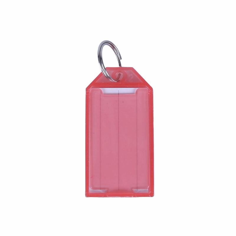 20 stuks stevige kunststof sleutelhangers met splitringlabelvenster, diverse kleuren
