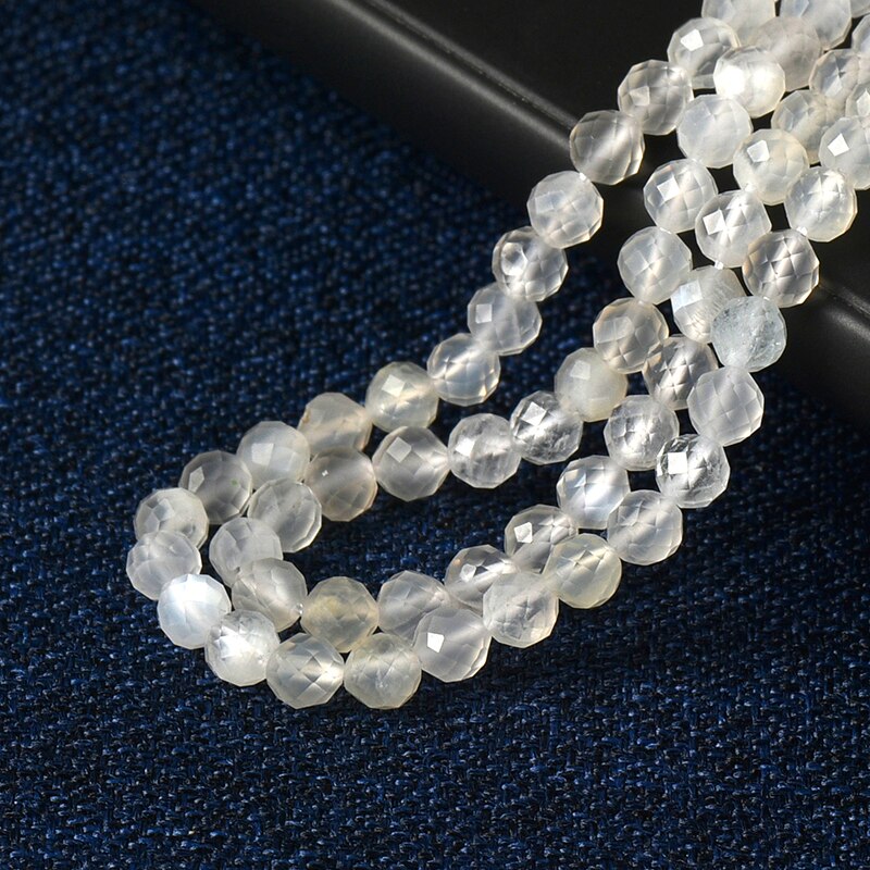 Transparant licht witte kralen met wit glanzend snijvlakken 3mm-2mm Wit maanlicht Steen losse kralen