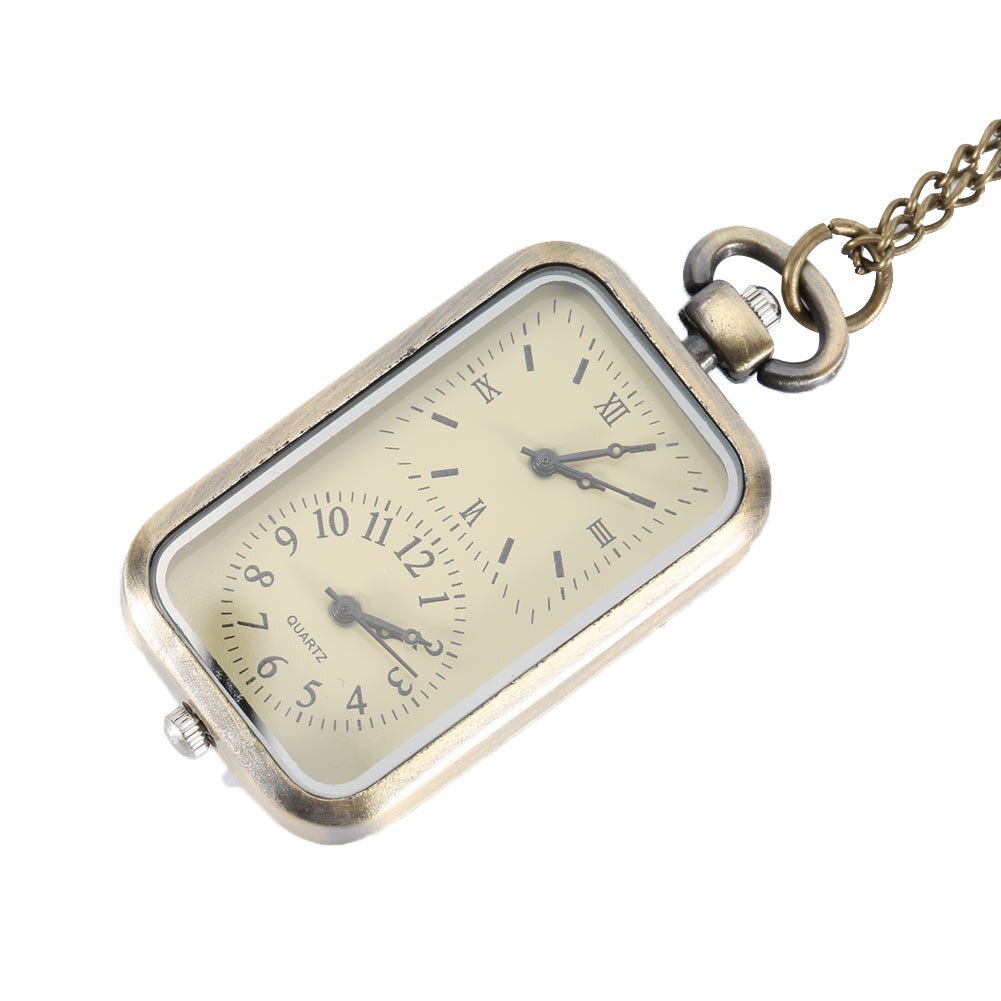 Vintage quartz steampunk zakhorloge met dubbele tijdzone beweging, kettingklok xrq 88