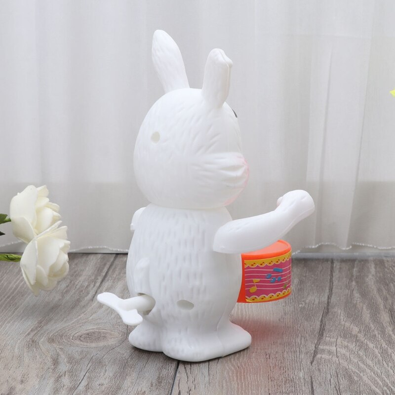 Jouet à tambour en forme de lapin, horloge à remonter, jouet éducatif, pour enfant, R66D