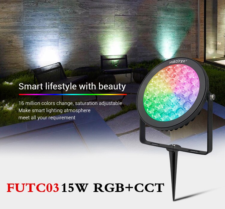 Milight futc 04 6w rgb + cct smart led haven lys miboxer 15w 25w lampe  ac 100v ~ 240v til udendørs grønne områder / park / vejdekoration: Futc 03 15w rgb cct