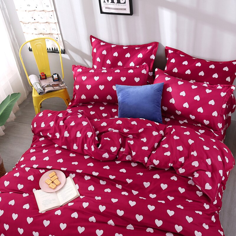 Conjunto de ropa de cama con estampado de corazones de estilo conjunto de edredón 2 uds/3 uds. 1 edredón + 1/2 fundas de almohada (sin manta ni sábana)