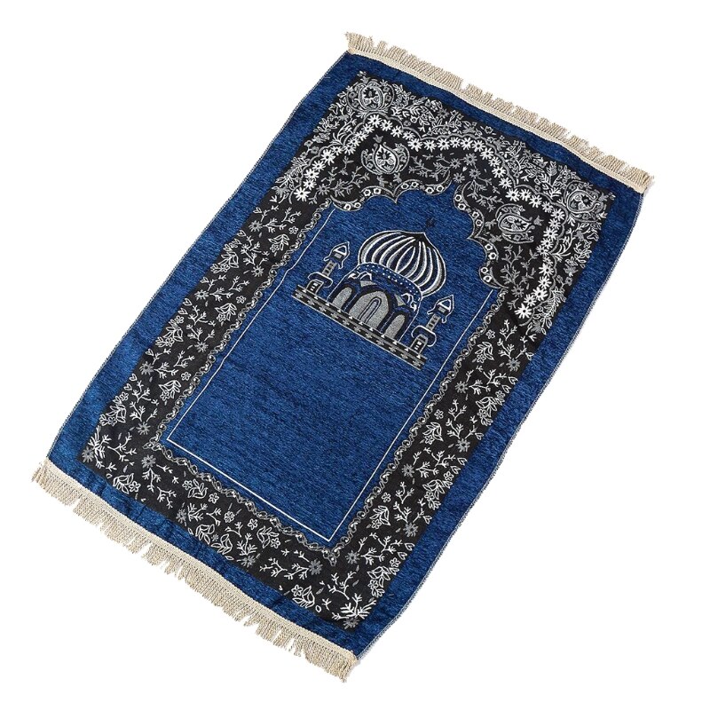 Islamic Turkish Chenille Prayer Rug Mosque Floral Pattern Portable Muslim Carpet Woven Jacquard Tassel Ramadan Mat H3CC