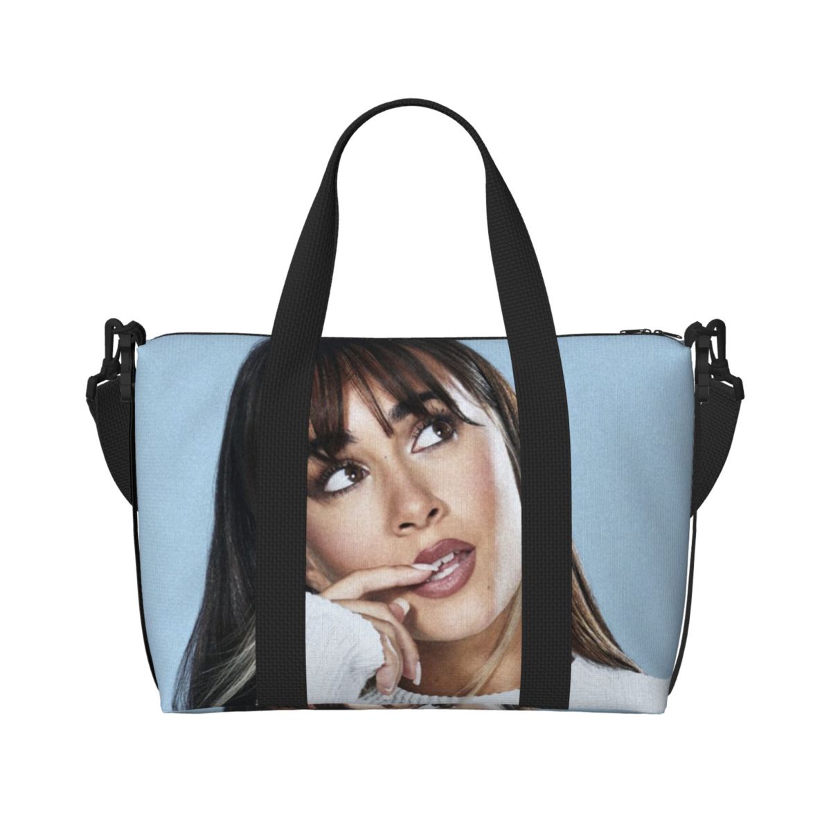 Brugerdefineret skønhed aitanas tote taske til kvinder stor kapacitet spansk sanger gym strand rejsetasker: Mørkegrå