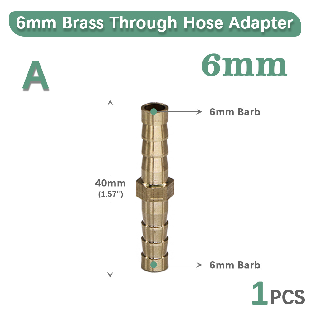 6-19mm Brass Hose Adapter Tube Fitting Barb Connect Repair Irrigation Pipe Coupling Joint Garden Watering Copper Accessories: Brown