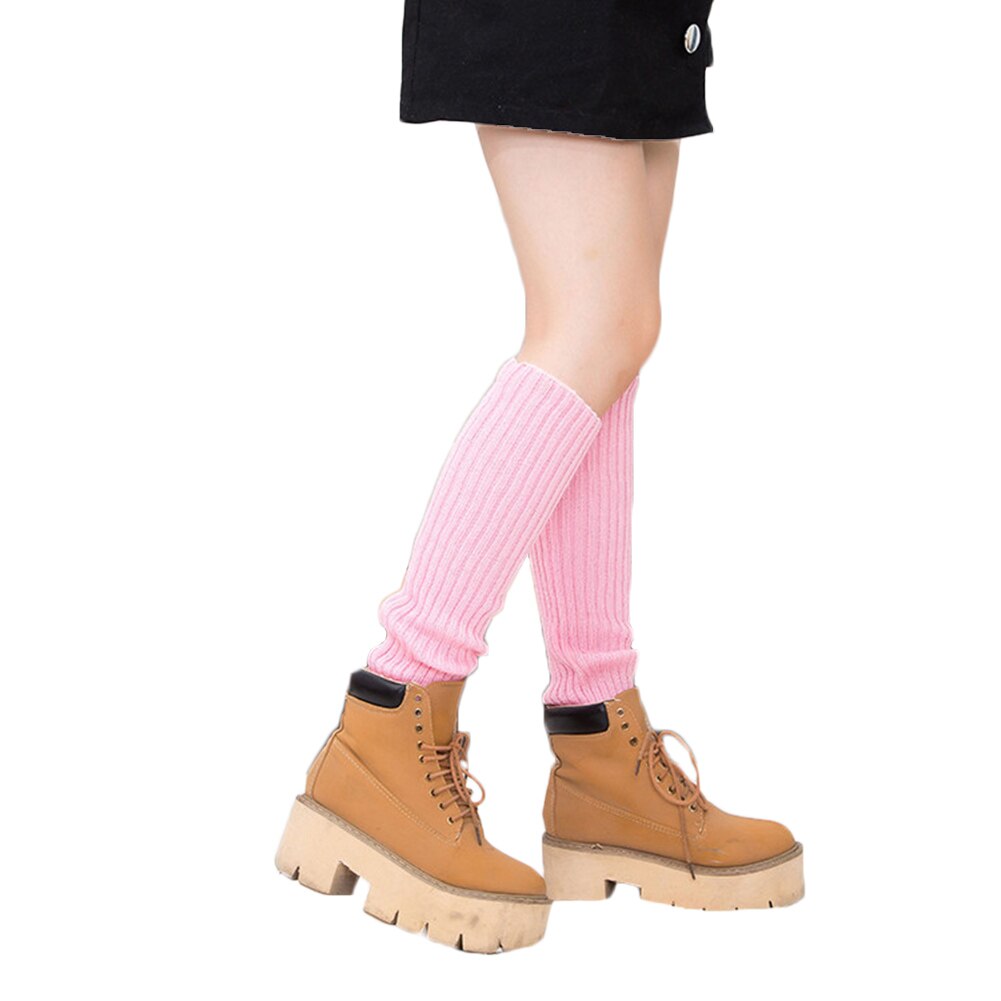 Women Winter Warm Leg Warmers Knitted Scoks Crochet Long Boots Socks: Pink