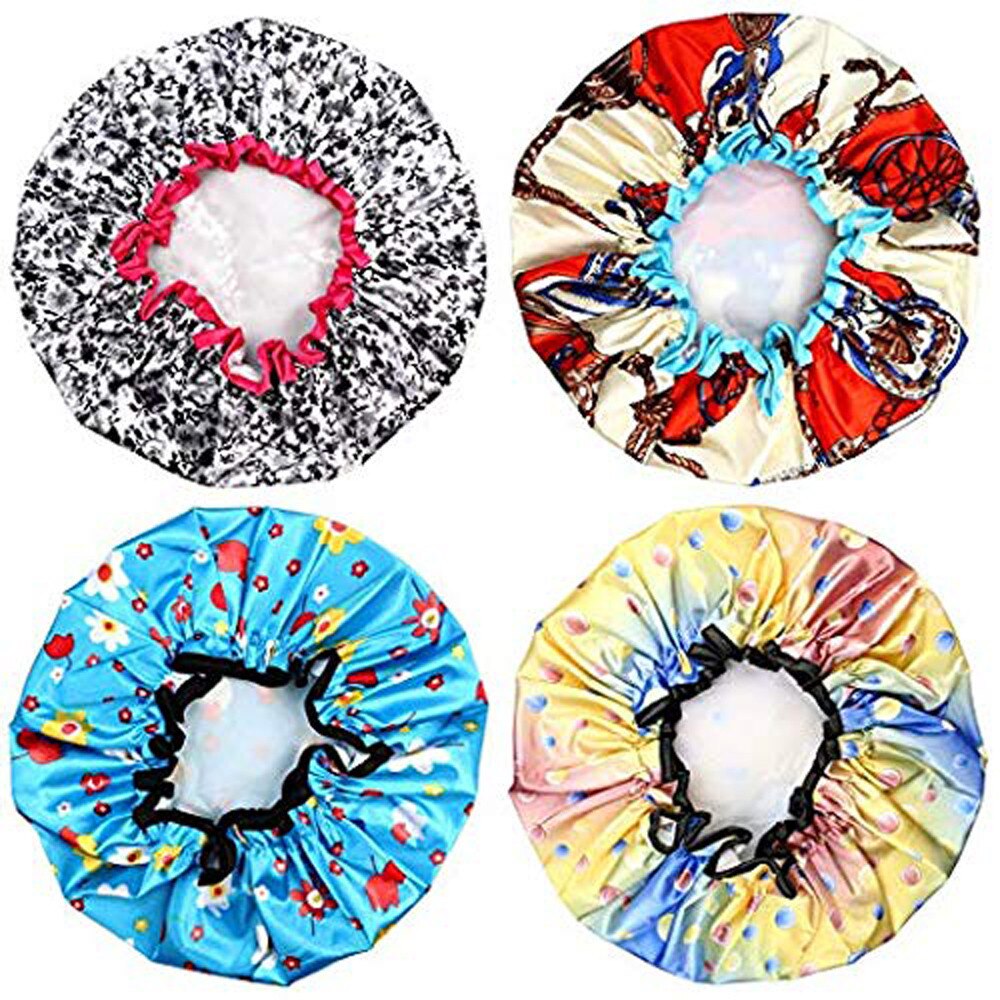 Bonnet bain-douche Extra Large 4 pièces | Parfait pour les longueurs de Cheveux et épaisseurs, Bonnet étanche