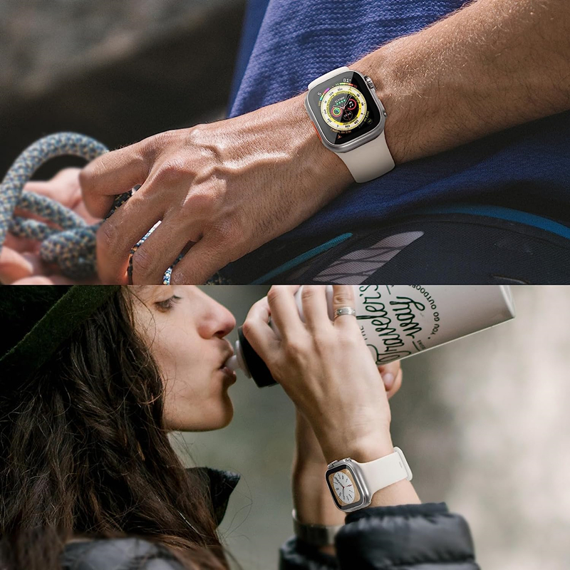 Skærmbeskytter etui til apple watch 46mm 42mm 45mm 44mm 40mm 41mm hård pc fuld bumper shell iwatch 10 9 8 7 se skift til ultra