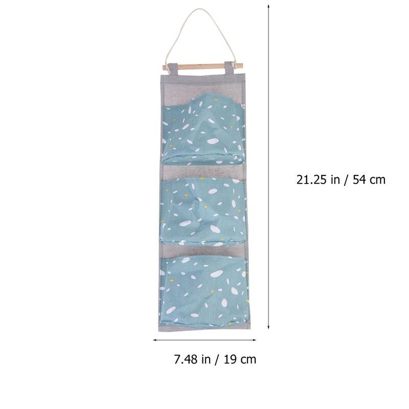 Cloth Three Pockets Door Back Storage Bag Simple Hanging Sundries Pouch Wall Organizer for Bedroom