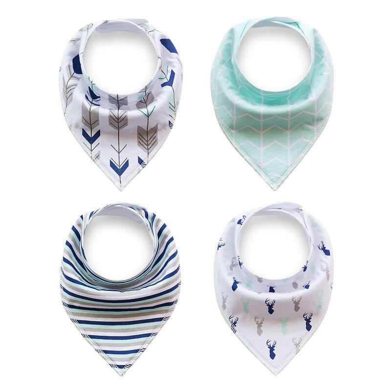 Gelukkig Fluit 4 Pcs Slabbers Dubbele Lagen Katoenen Baby Peuter Voeden Bandana Slabbetjes Speeksel Handdoek Driehoek Hoofd sjaal: D51