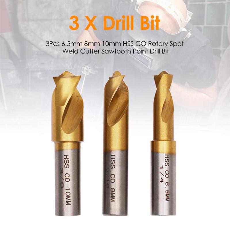 3Pcs 6.5Mm 8Mm 10Mm Hss Co Rotary Puntlas Cutter Zaagtand Punt Countersink Boor Houtbewerking Boor bit