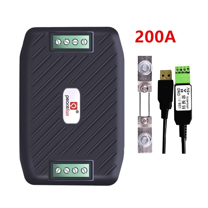 Laatste DC 0-300V Watt Meter RS485 Doos Spanning Stroom Kwh Energie Power Meter Ammeter Voltmeter Meter met 200A shunt