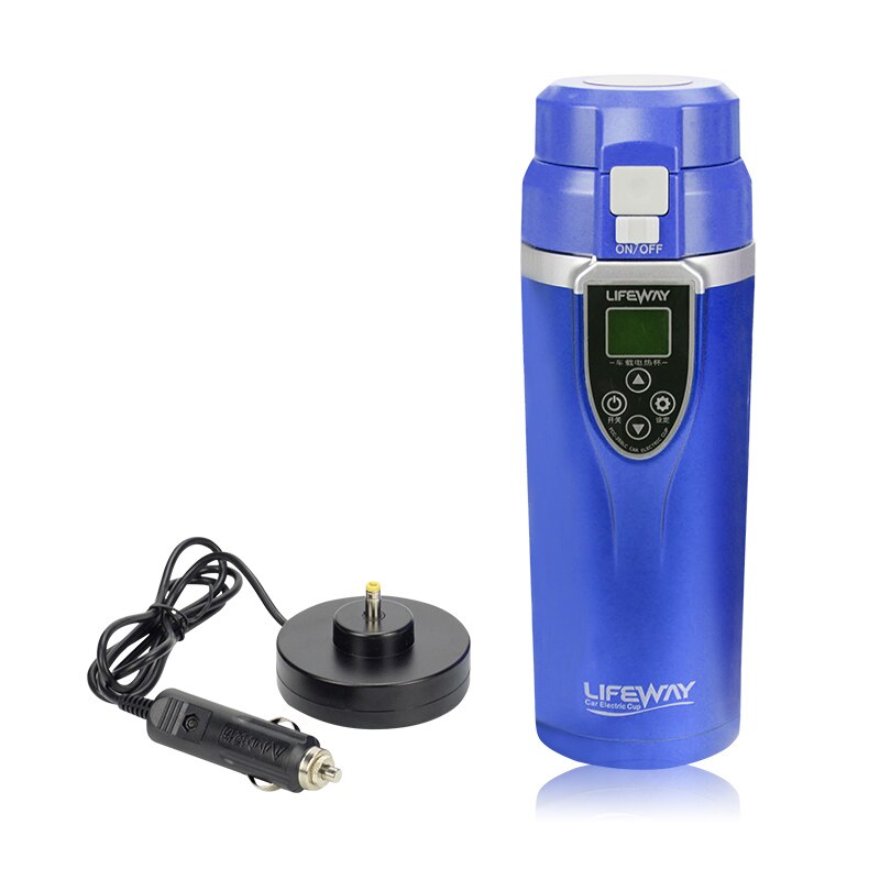 Controle de temperatura 12v 24v chaleira elétrica do carro de aquecimento de cristal copo inteligente mutil-escolha caneca fervida e isolada copo de viagem: Azul
