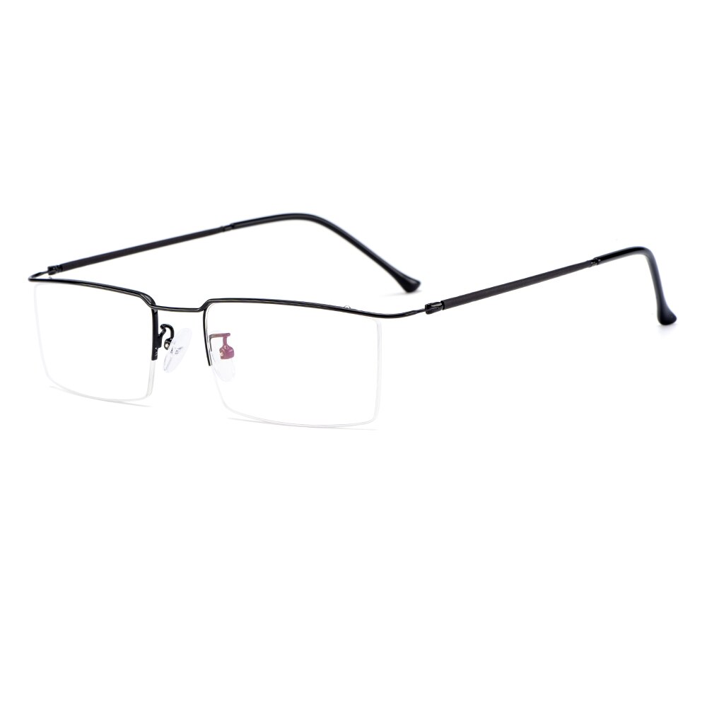 Gmei Optical Ultralight Titanium Alloy Glasses Frame Square Eyewear Flexible Temple Legs IP Electroplating Y2533: C4 Black