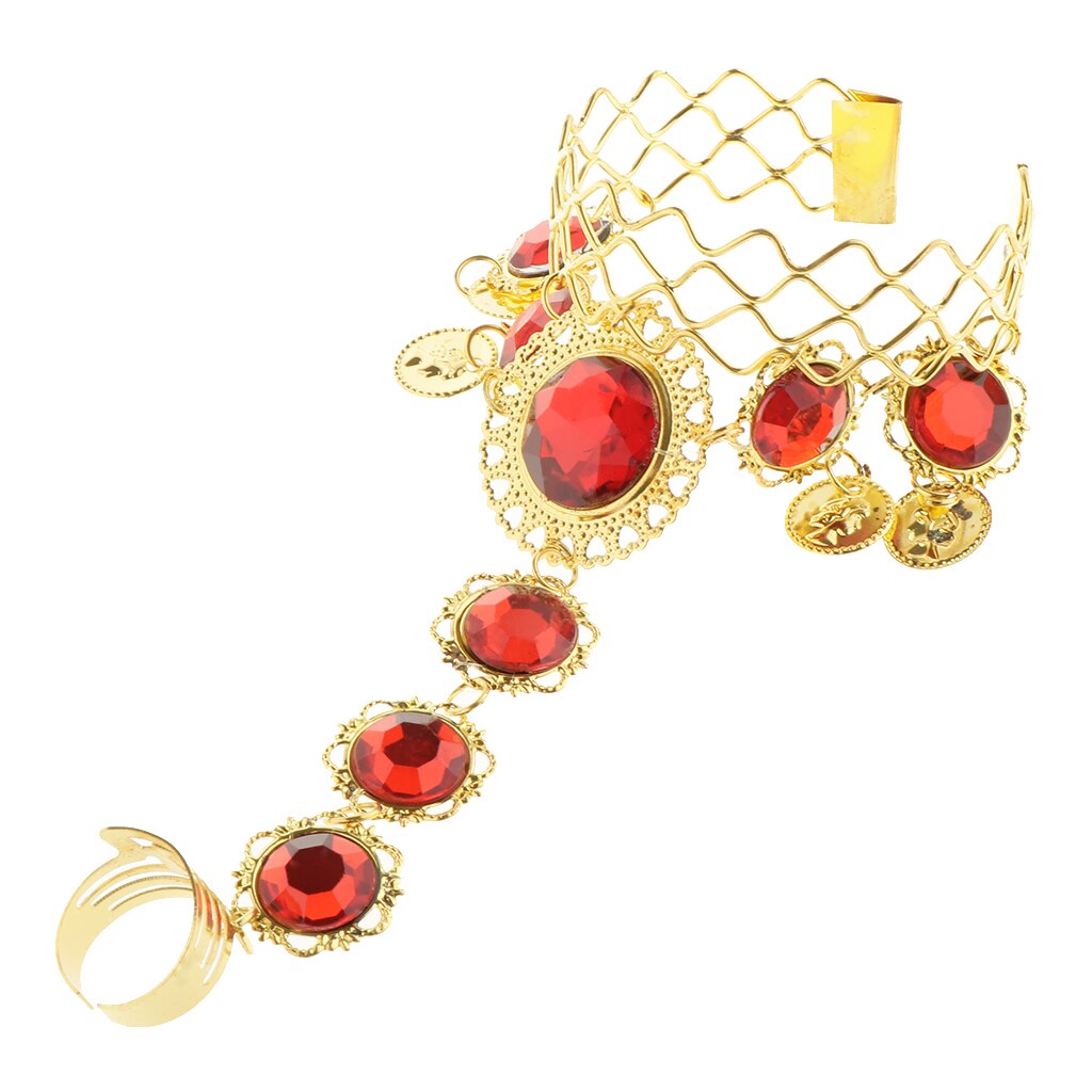 Buikdans Armbanden Met Vinger Crystal Bangles Kostuum Sieraden Mode-sieraden Gold