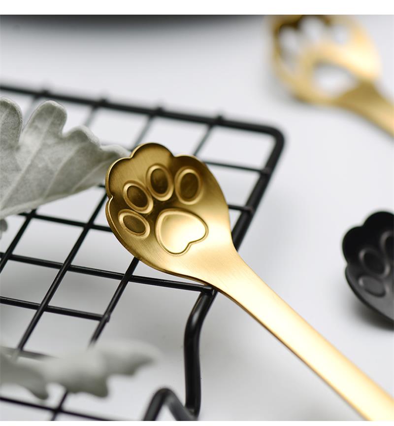 Cuillère à thé café à remuer en acier inoxydable cuillère à Dessert griffe de chien de chat accessoires à café couverts outils pour boire