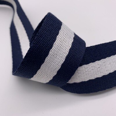 38 Mm Breed Kaki Zwart Kaki Katoen Singels 45 Yards 1.4 Mm Dik Voor Schouderriem Handtas: Navy white Navy