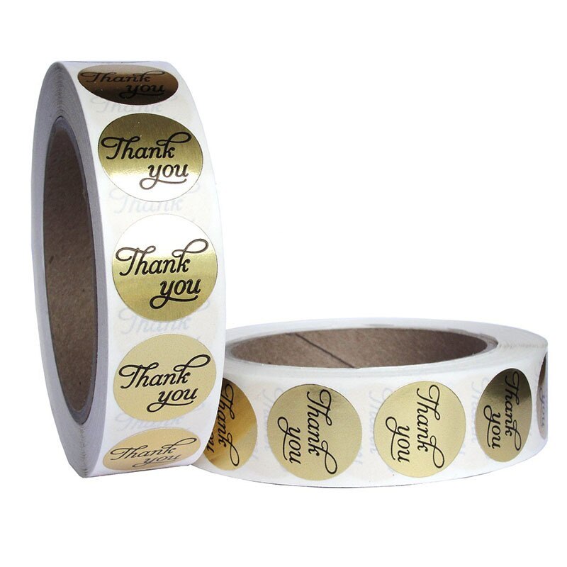 50 Labels Per wad round gold foil thank you for purchasing sticker wad pack sticker package Stationery Sticker 1inch: QY524-50pcs