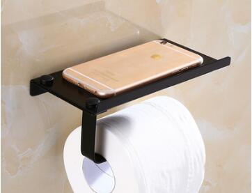 Bathroom paper holder stainless steel phone holder with bathroom phone gold towel holder toilet paper holder tissue box: Black