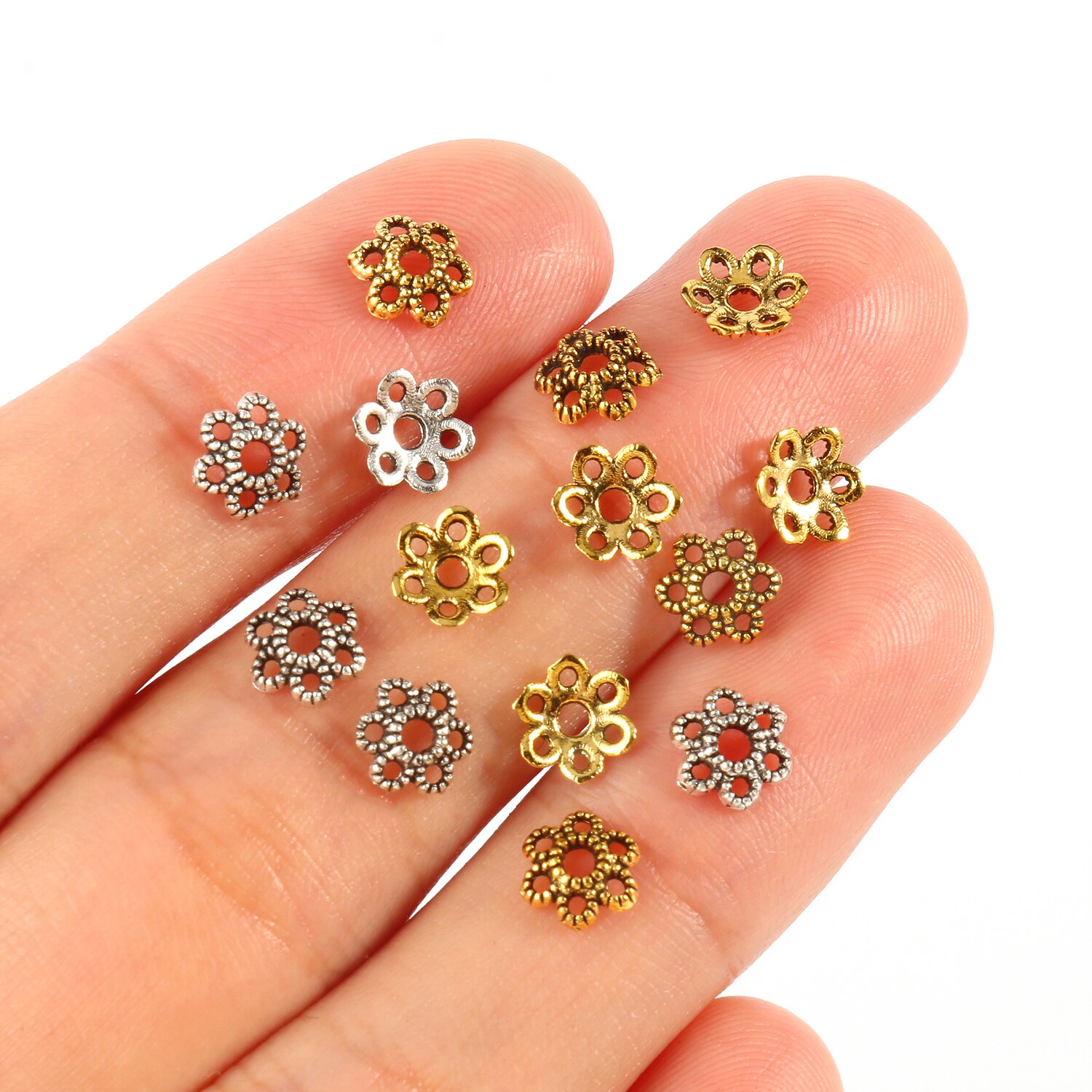 Bouchons de perles de couleur argent tibétain, or Antique, embouts de fleurs, couture pour la fabrication de bijoux, accessoires de bricolage: 30mm / Rose