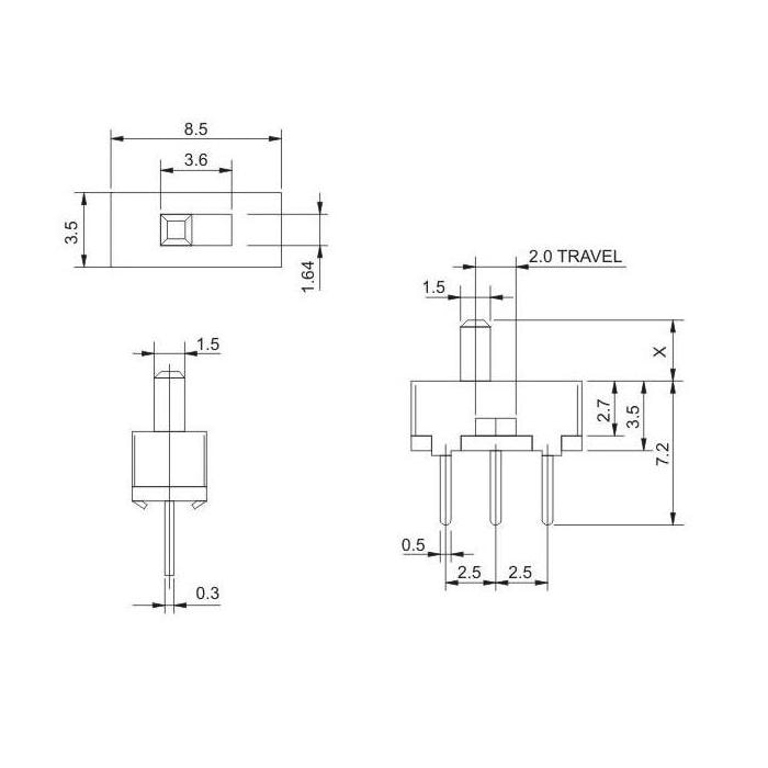 20 Stück SS12D00 Mini-Schleifschalter 3-Pin Ein/Aus Schalter - 2-Positionsschalter Mit 6 Mm Hebellänge