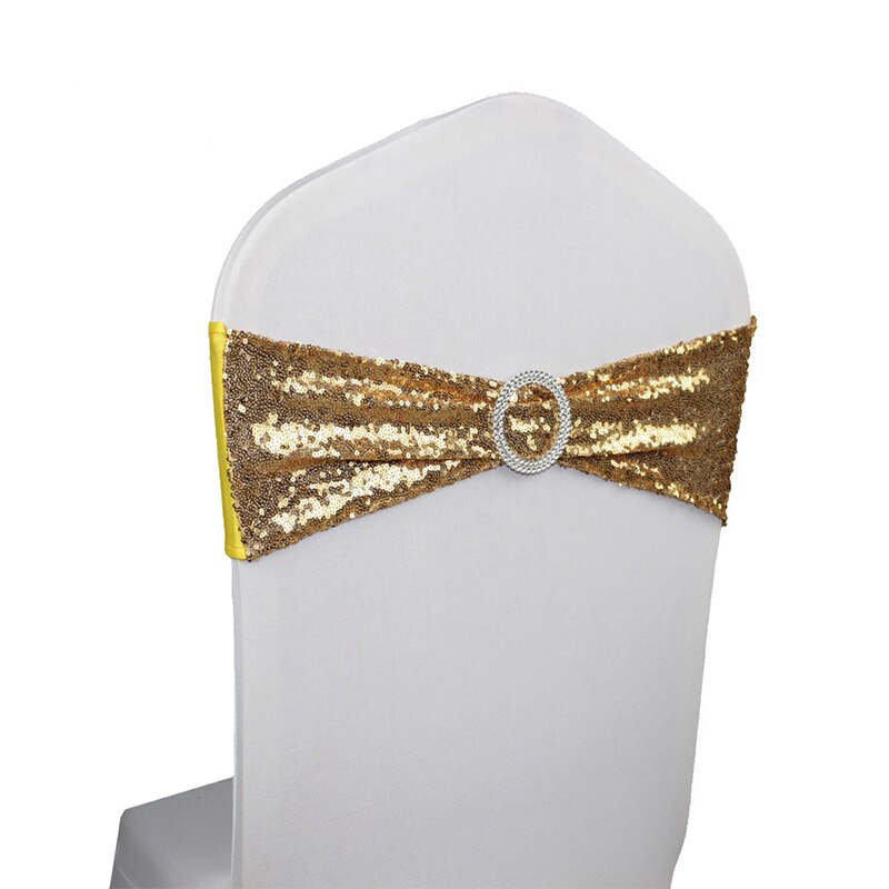 Bracelet en Lycra à paillettes | 10 pièces, Pailletten, Boog Sjerpen, extensible et pailleté, bande Ronde, Gesp Voor hôtel Bruiloft, décor: gold