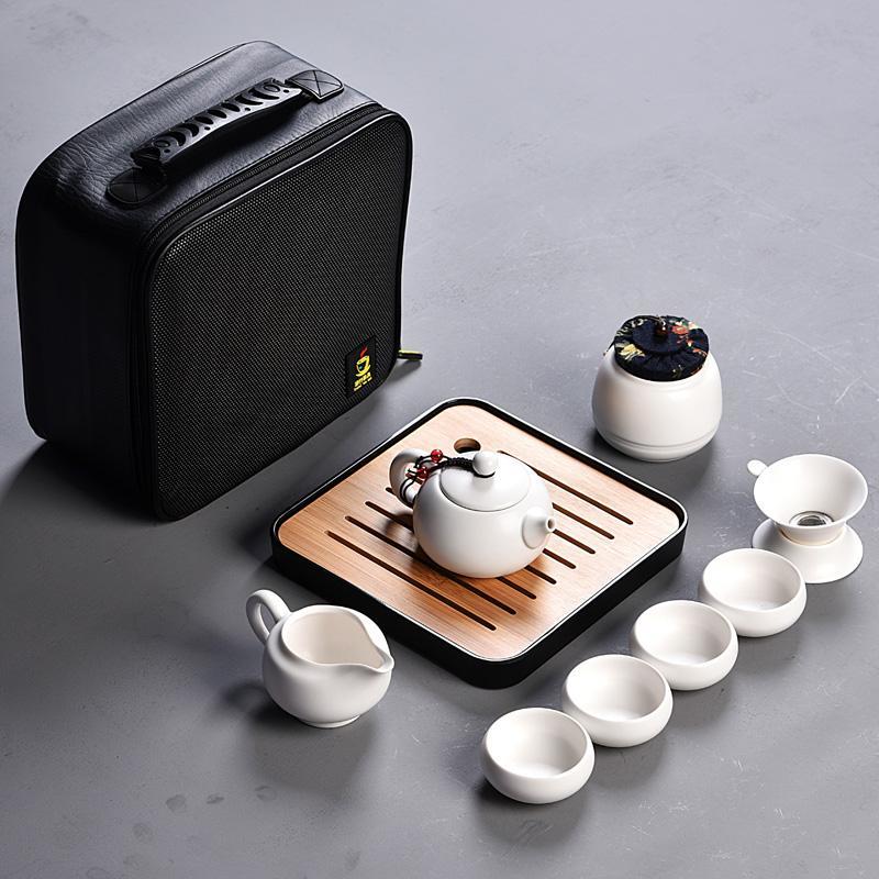 Set of ceramic travel kungfu tea set Simple tea brewing set for outdoor tourism: 2